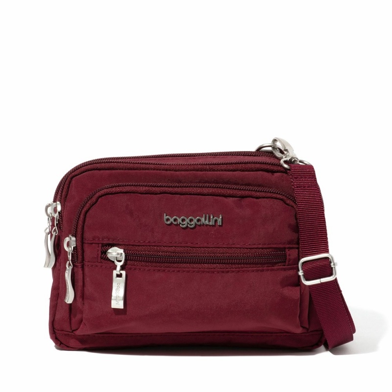 Sacs Crossbody Baggallini Triple Zip Bagg Rose Foncé | JPY-74098998