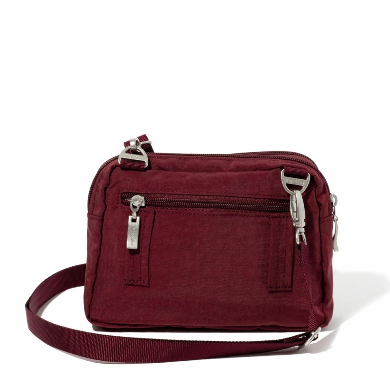 Sacs Crossbody Baggallini Triple Zip Bagg Rose Foncé | JPY-74098998