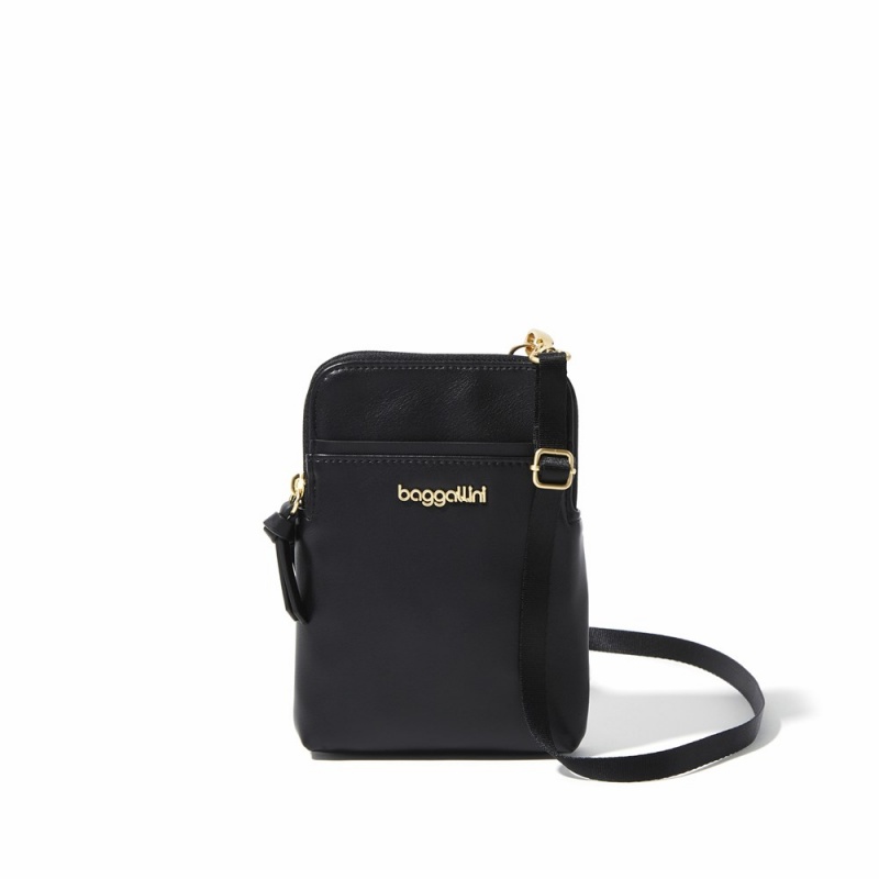 Sacs Crossbody Baggallini Take Two RFID Bryant In Vegan Cuir Noir Doré | OTB-34519807