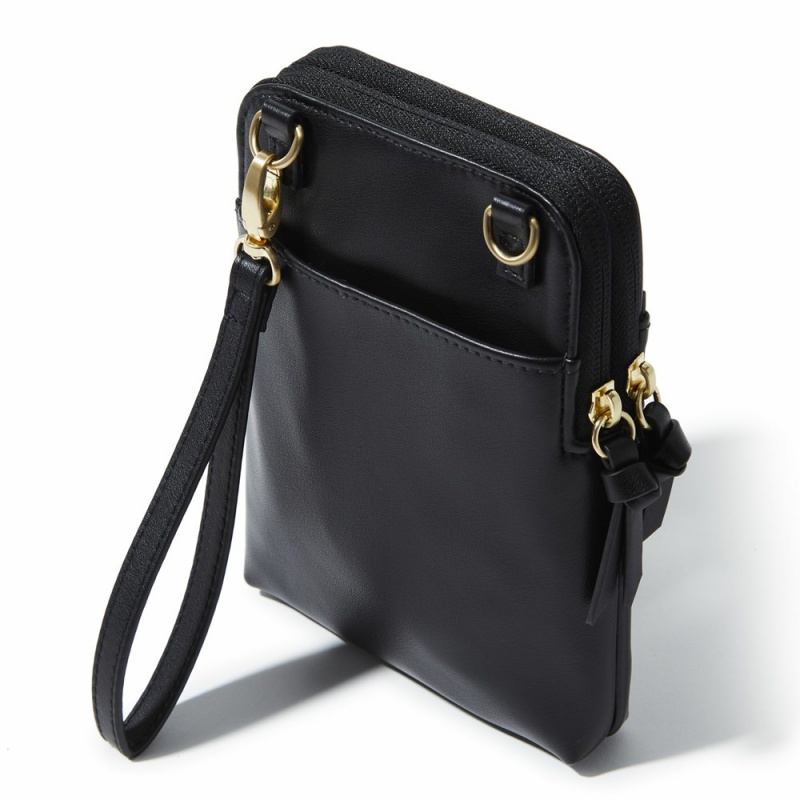 Sacs Crossbody Baggallini Take Two RFID Bryant In Vegan Cuir Noir Doré | OTB-34519807