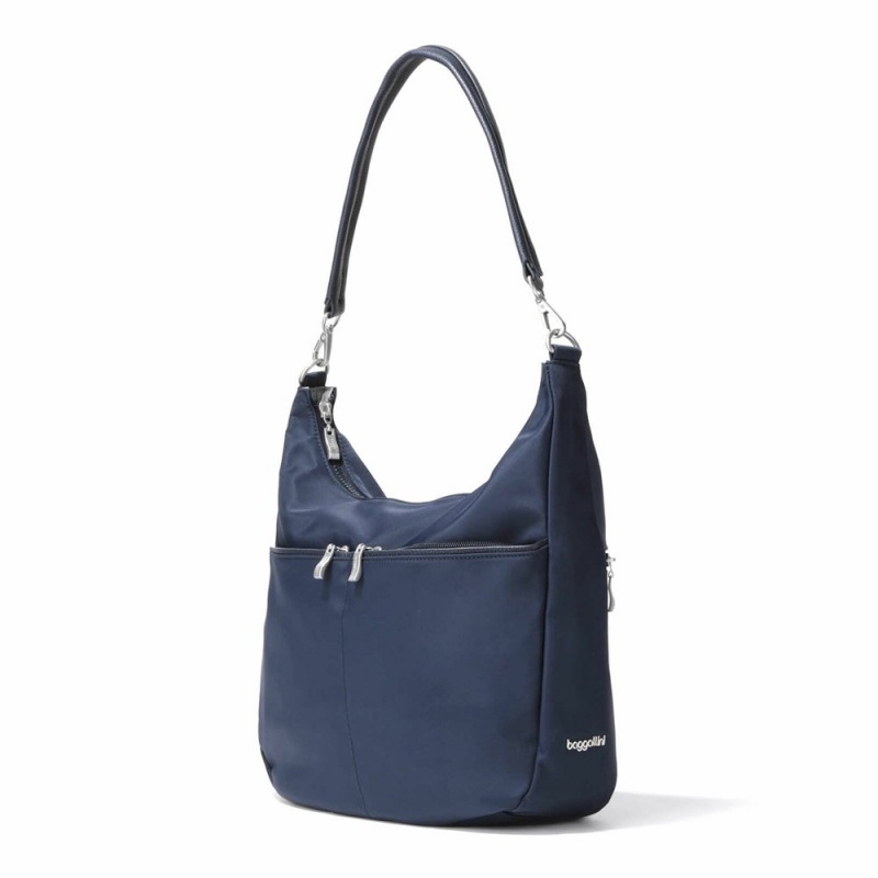 Sacs Crossbody Baggallini Bowery Large Half Moon Hobo Bleu Marine | DGI-19884757